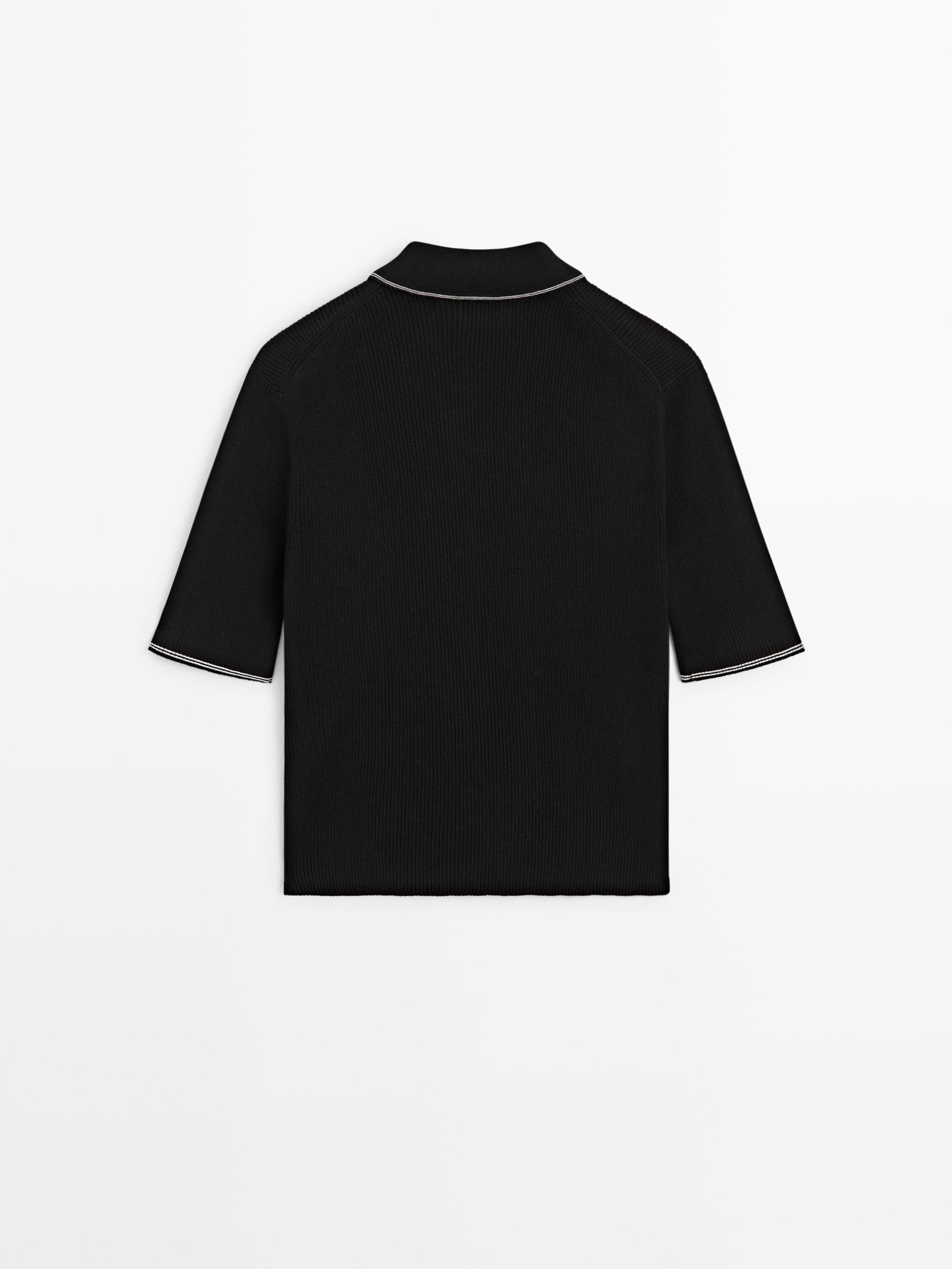 Cotton knit polo shirt with contrast detail
